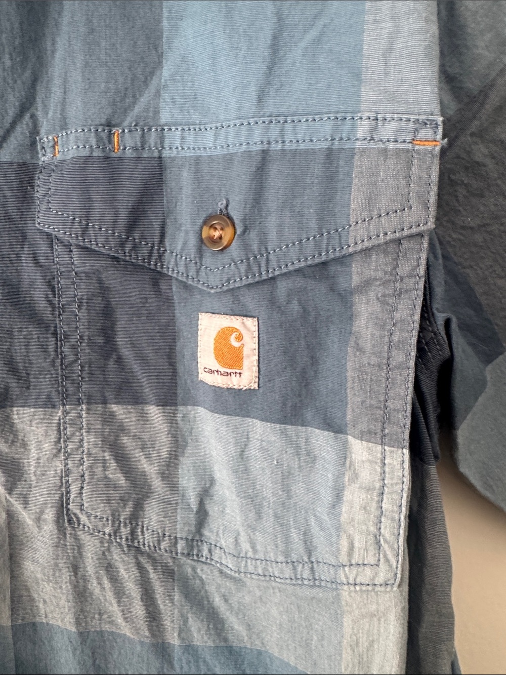 Carhartt Men’s Blue Rugged Flex Relaxed Fit SZ M Short Sleeve Button-Down Shirt - Picture 3 of 8